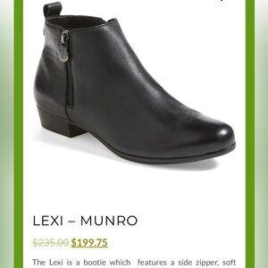 Munro Lexi Leather Ankle Boots – Size 8N – Twin Zippers – Excellent Condition